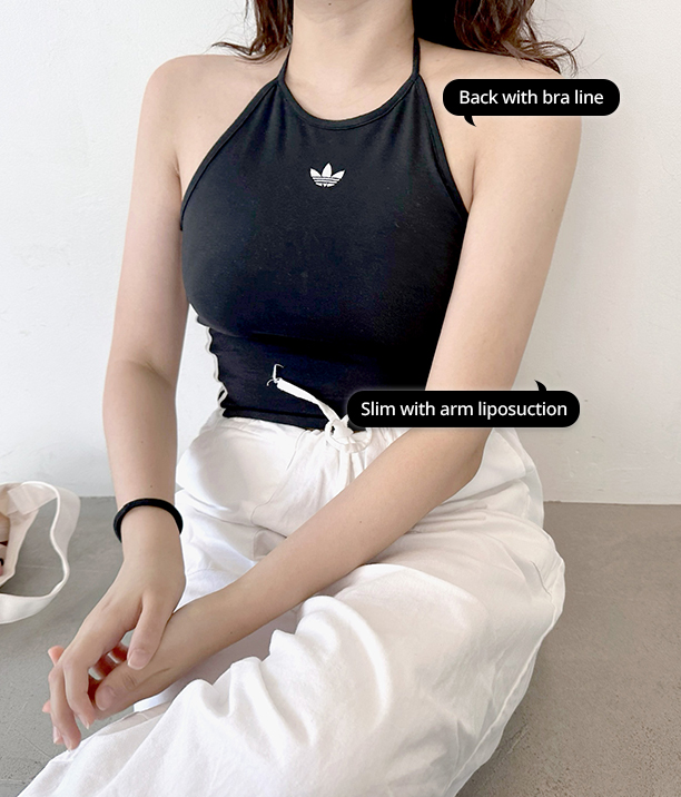 Slim down to the shoulder blades, bra line, and upper arm with liposuction